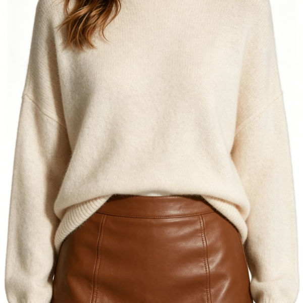 Cream Turtleneck Sweater