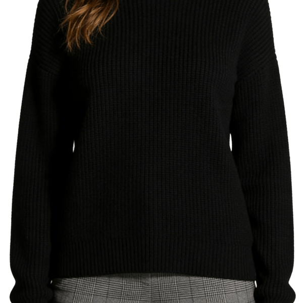 Black Ribbed Turtleneck Sweater