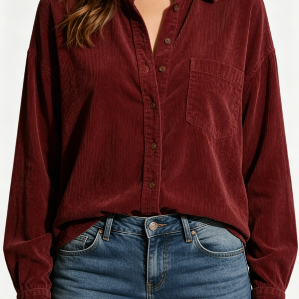 Burgundy Corduroy Oversized Shirt