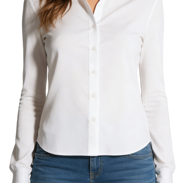 Crisp White Tailored Button-Up Shirt