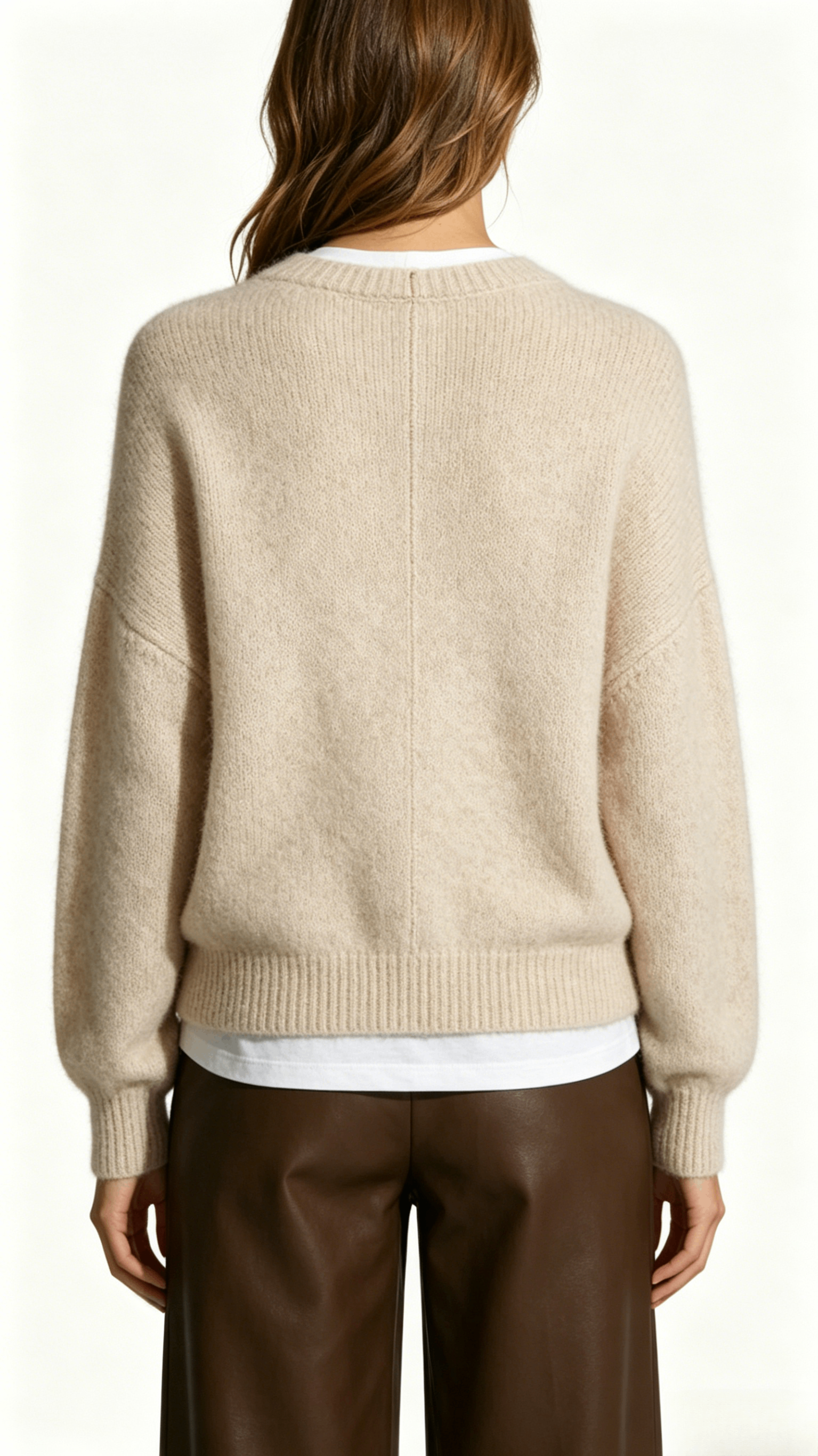 Beige Fuzzy Knit Sweater With Undershirt - Image 3