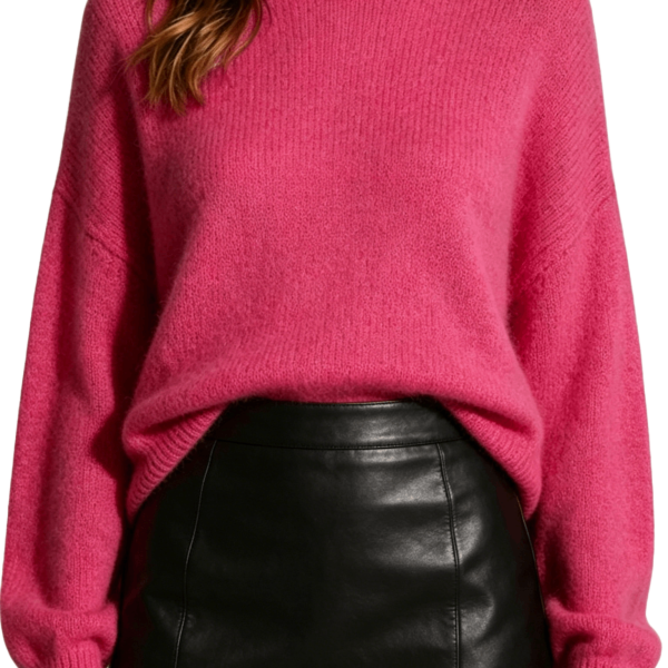 Bright Pink Oversized Fuzzy Knit Sweater