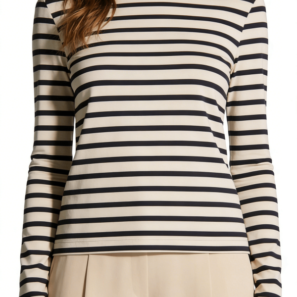 Navy and White Striped Knit Top