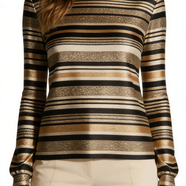 Black and Gold Metallic Striped Top