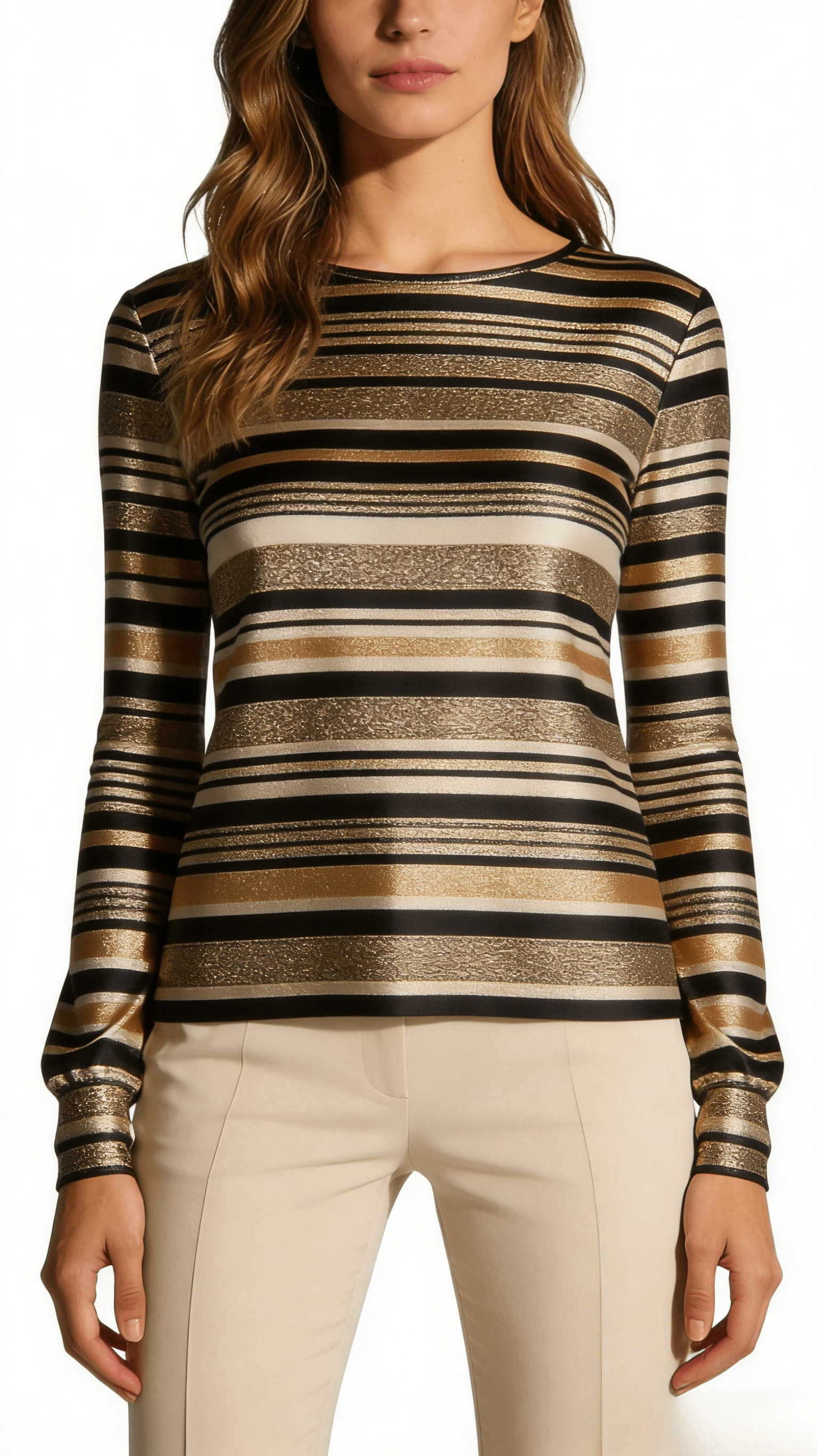 Black and Gold Metallic Striped Top
