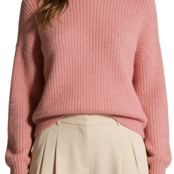 Dusty Pink Ribbed Knit Sweater