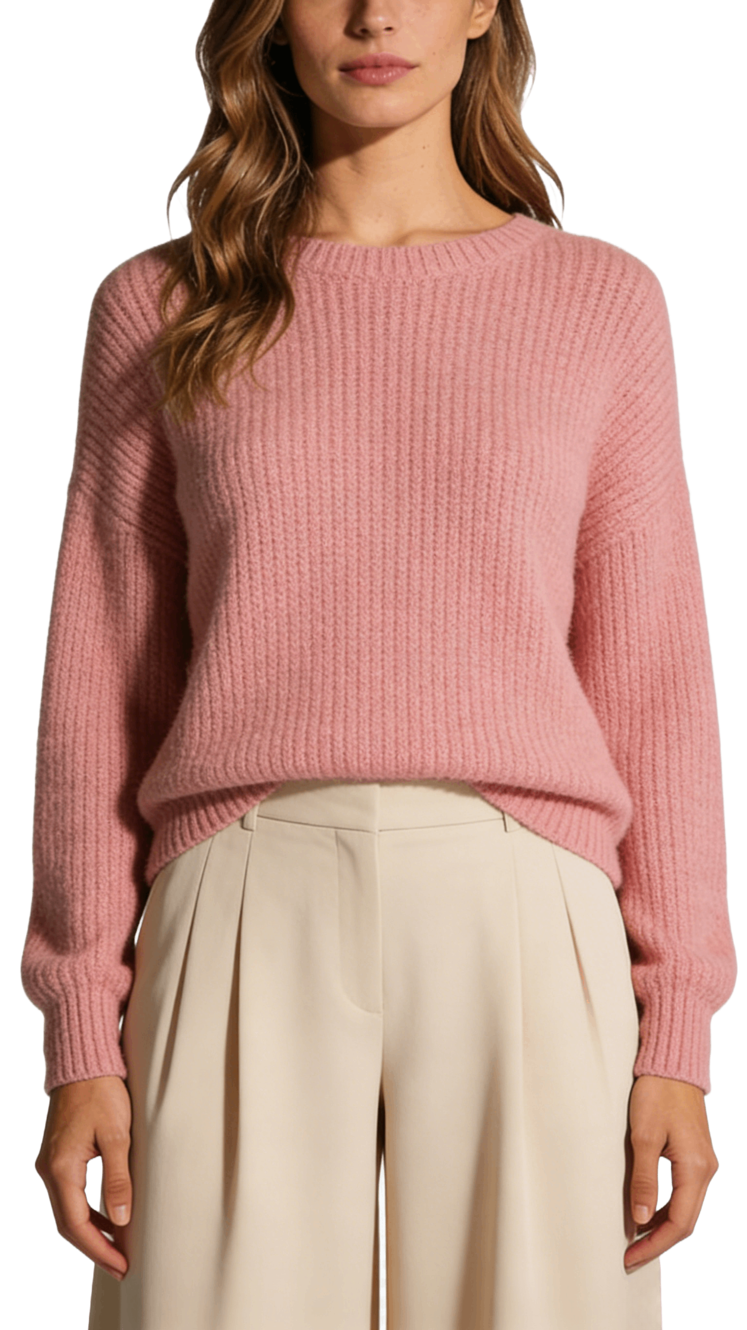 Dusty Pink Ribbed Knit Sweater