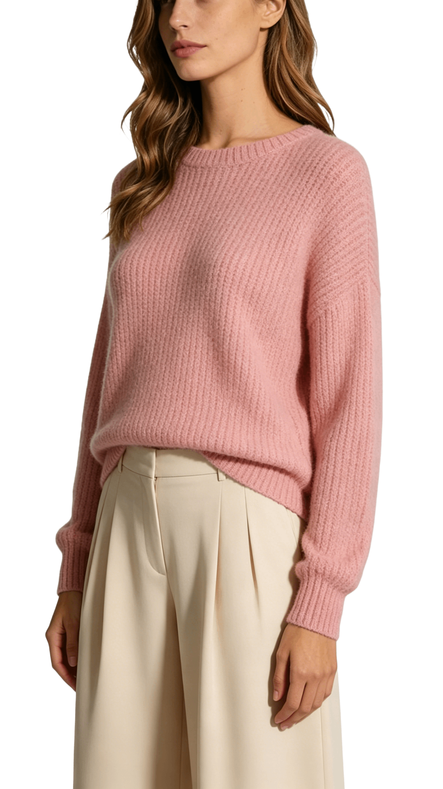 Dusty Pink Ribbed Knit Sweater - Image 2