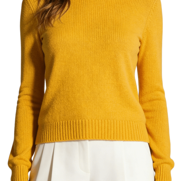 Yellow Ribbed Knit Sweater