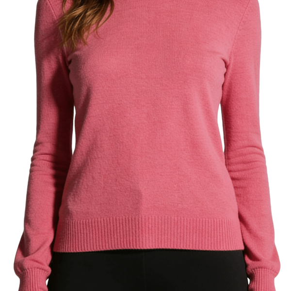 Fitted Pink Knit Crew Neck Sweater