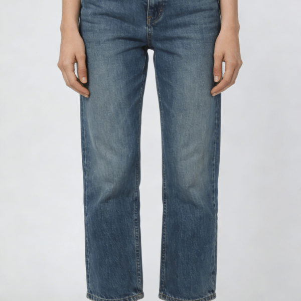 Vintage Blue High Waist Straight Leg Cropped Jeans