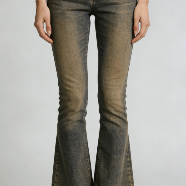 Vintage Washed Blue High Waist Flare Jeans