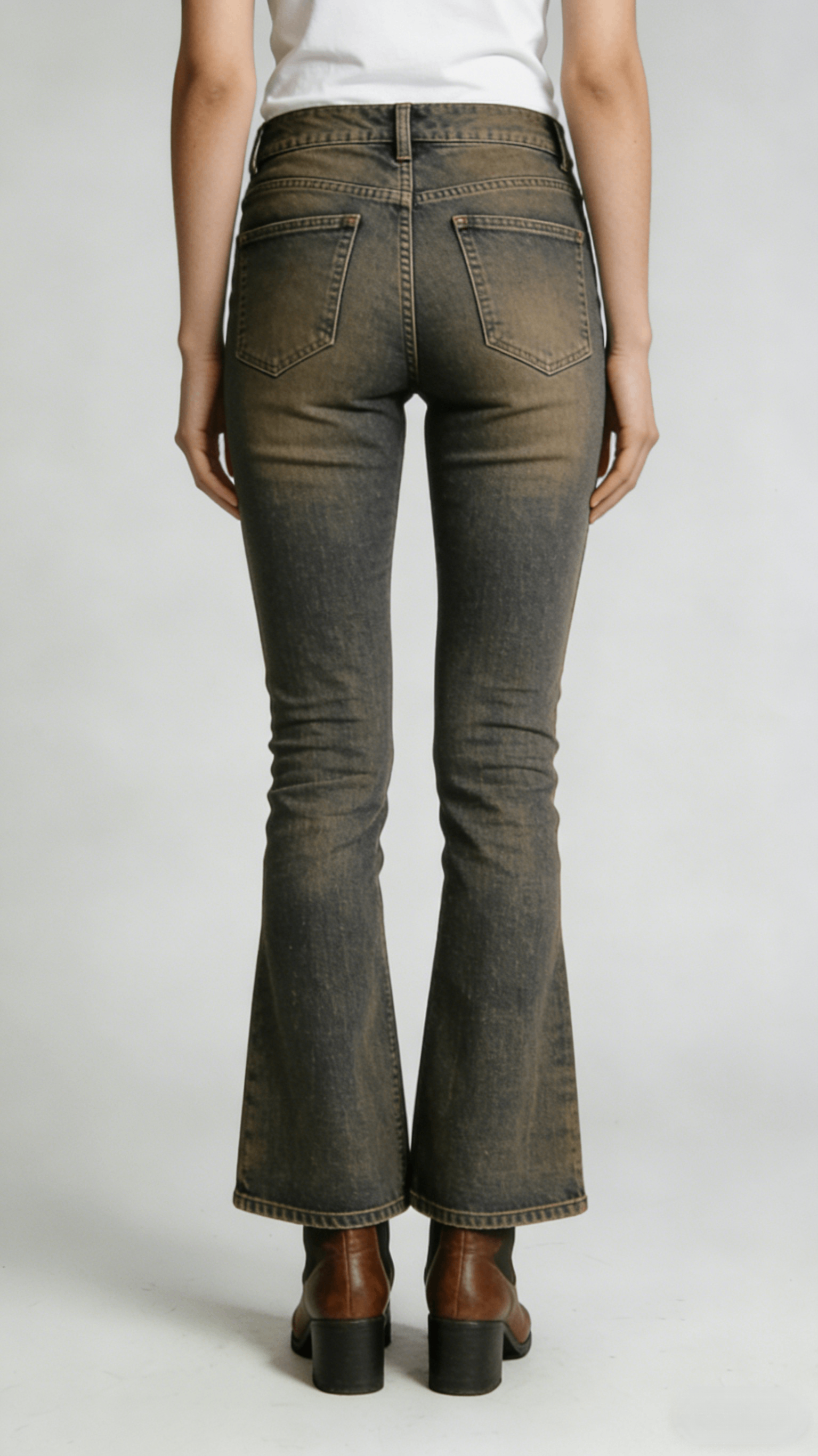 Vintage Washed Blue High Waist Flare Jeans - Image 3