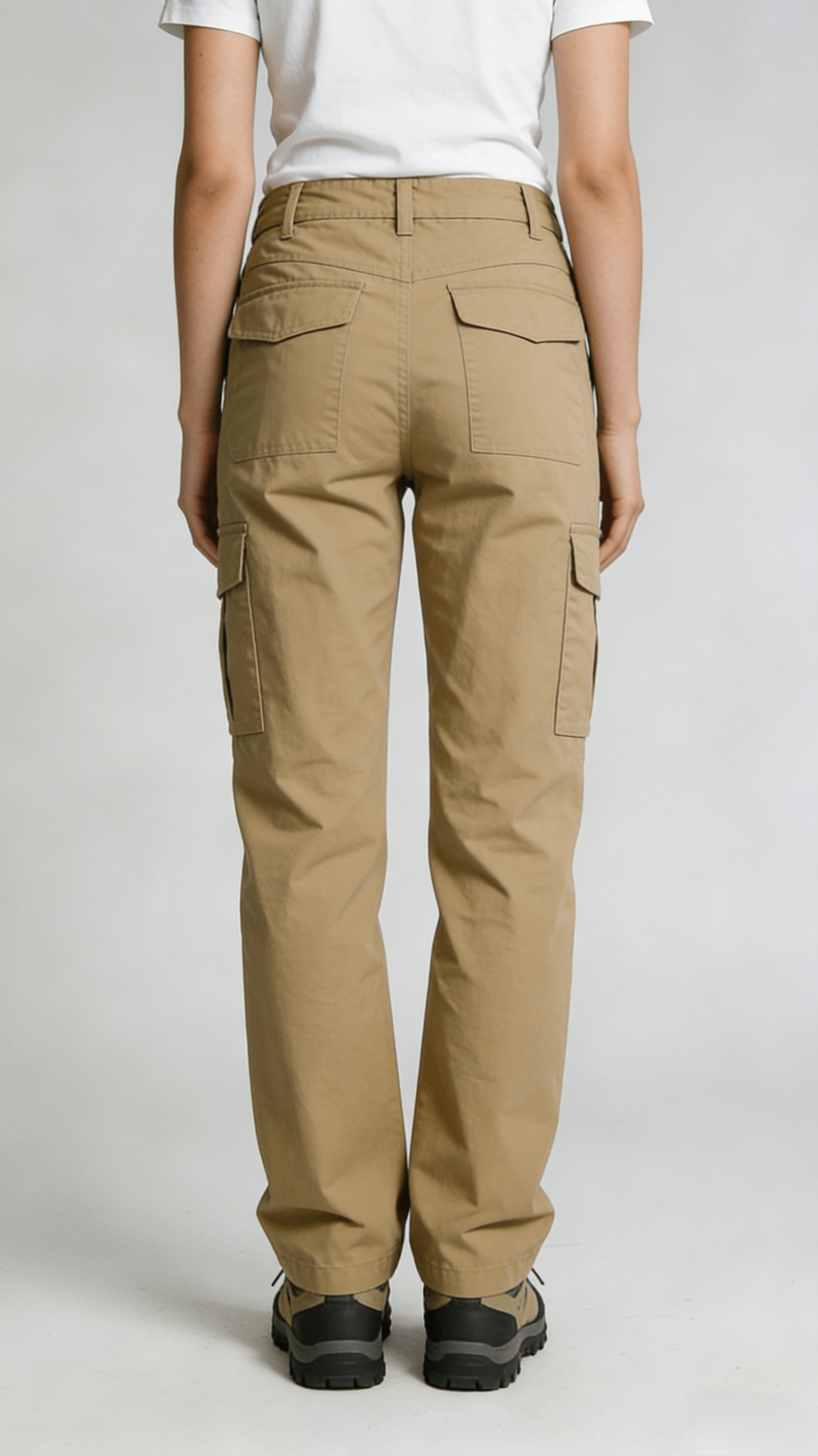 Khaki Multi-Pocket Straight Leg Cargo Pants - Image 3