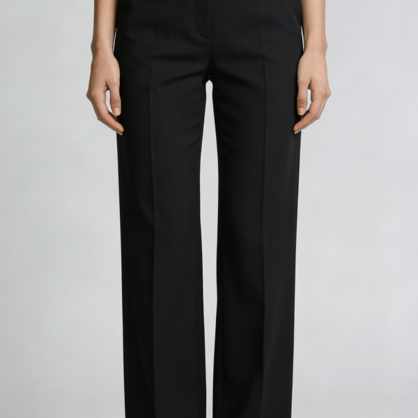 Black High Waist Straight Leg Formal Suit Pants