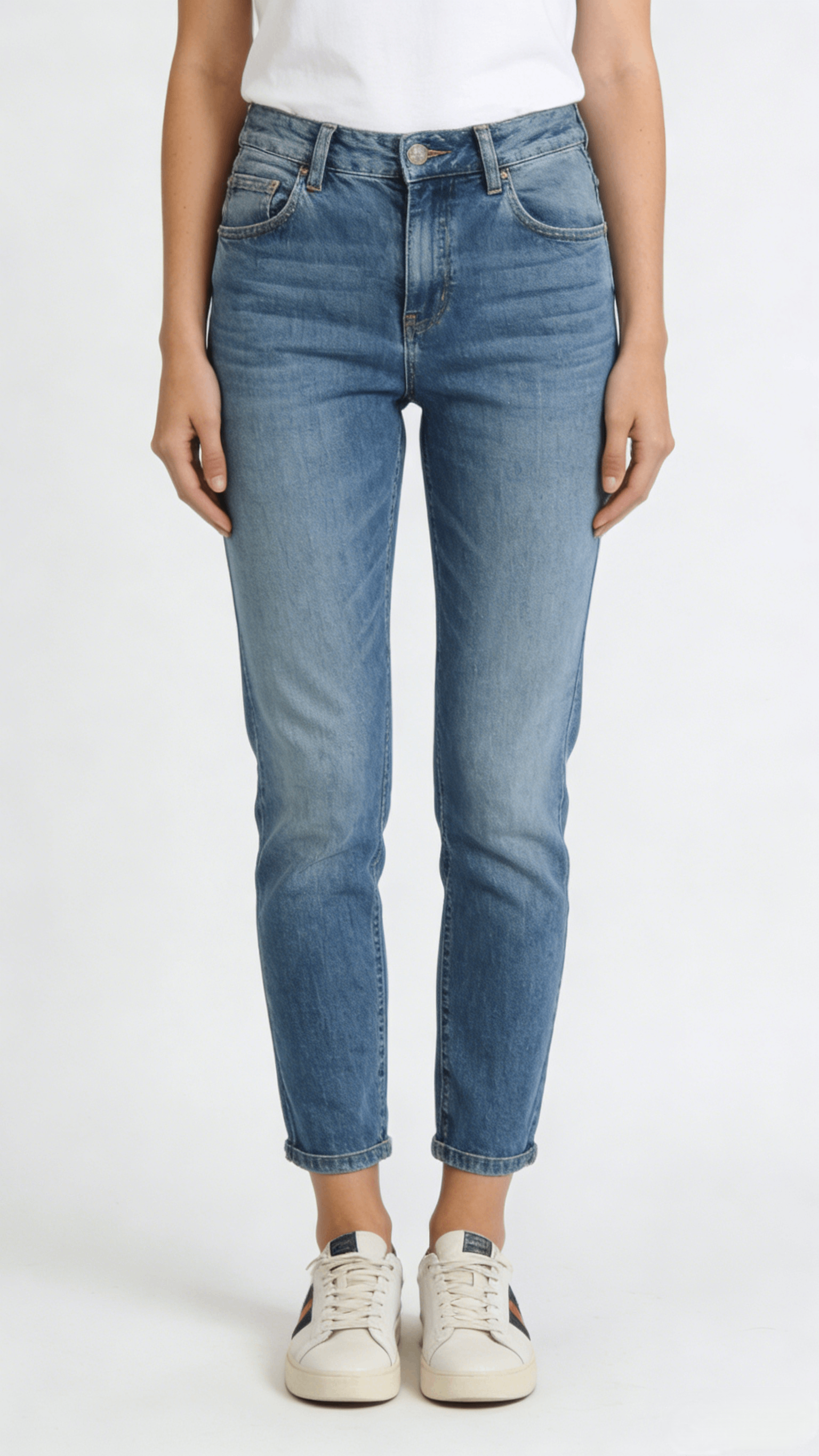 Light Blue High Waist Slim Fit Cropped Jeans