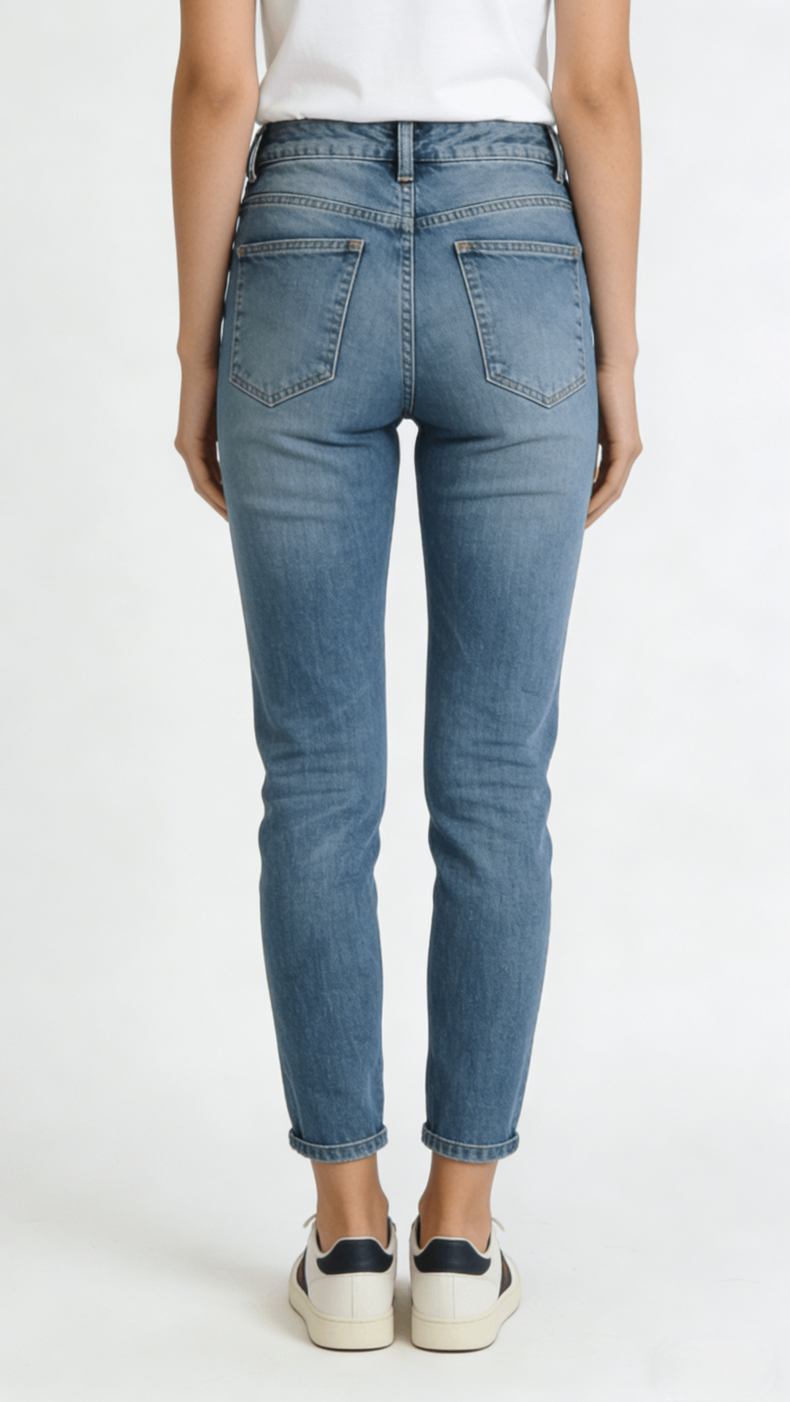 Light Blue High Waist Slim Fit Cropped Jeans - Image 3