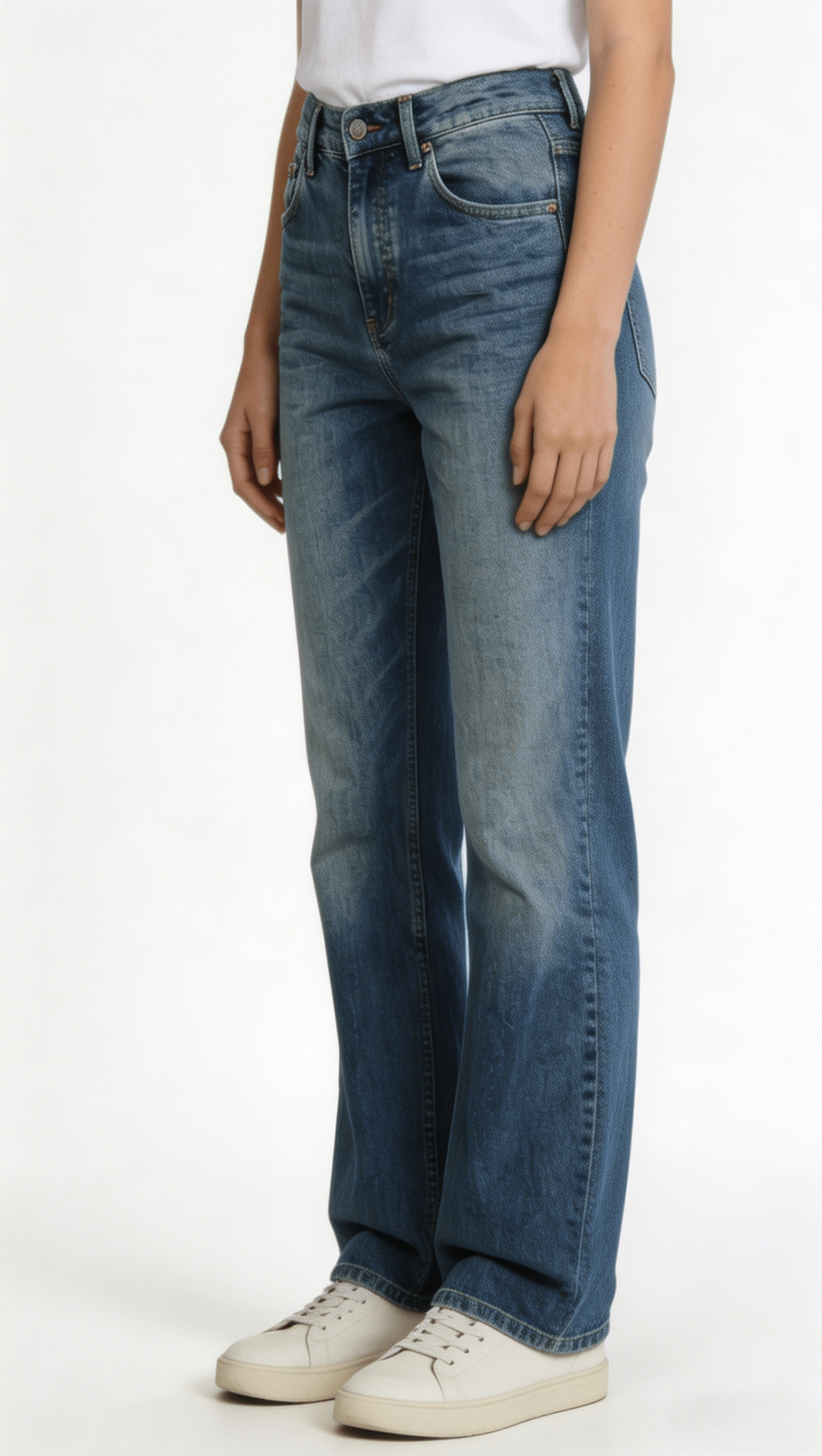 Vintage Blue High Waist Wide Leg Jeans - Image 2