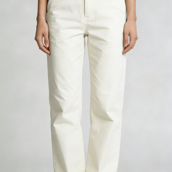 Off-White High Waist Straight Leg Chino Pants