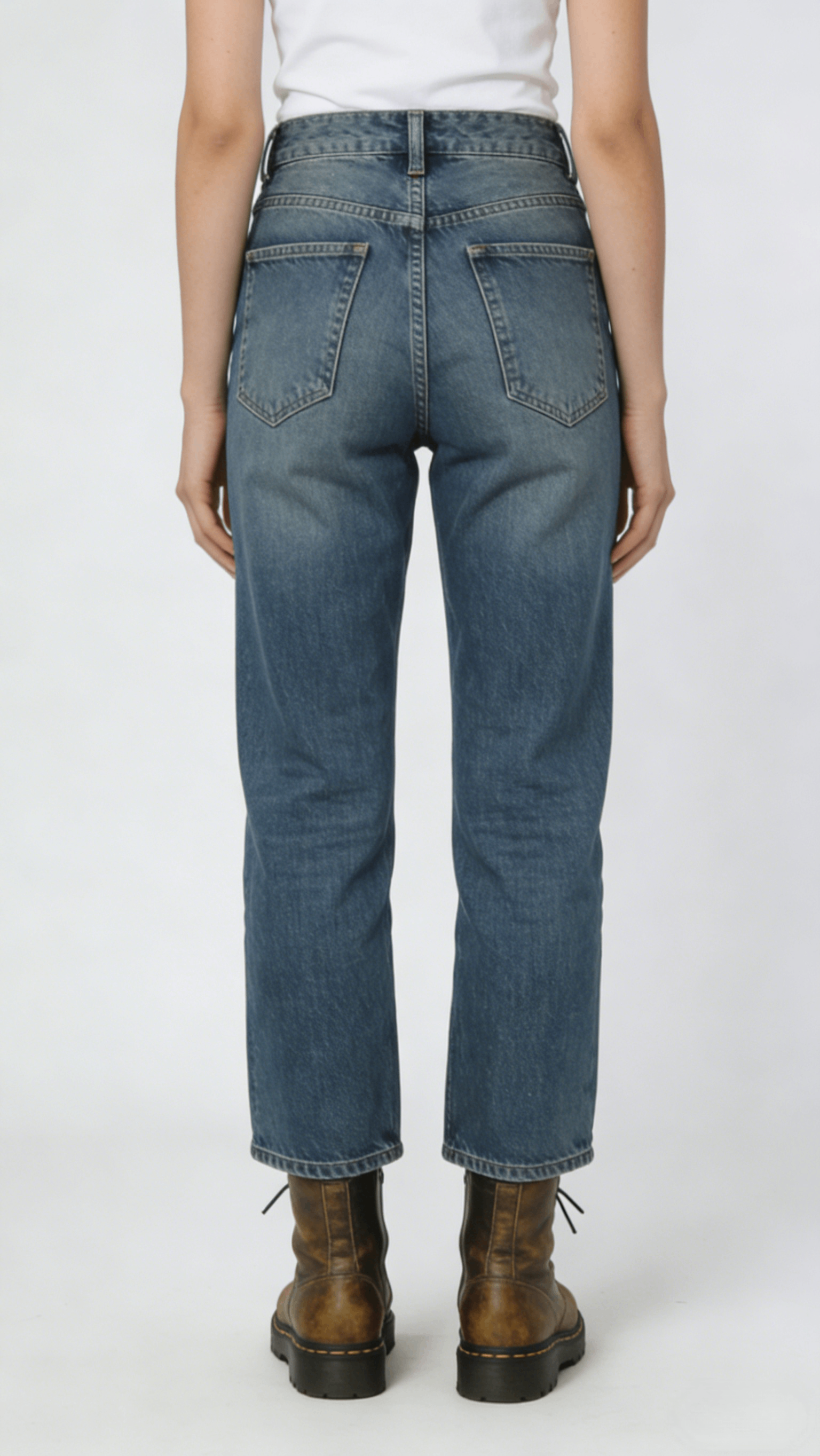 Vintage Blue High Waist Straight Leg Cropped Jeans - Image 3