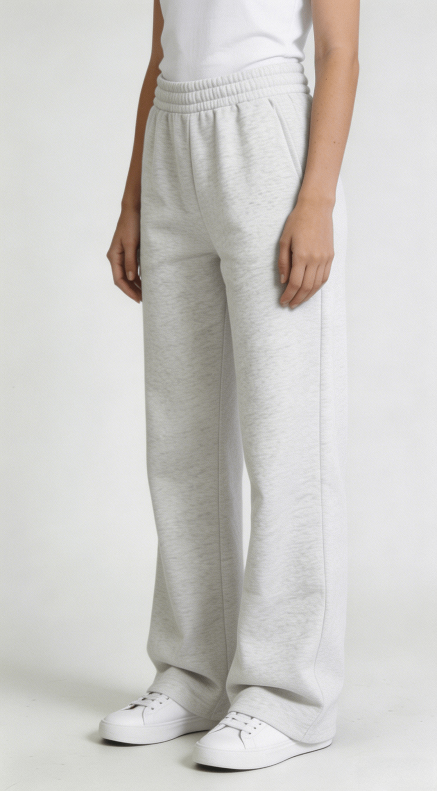 Light Heather Gray High Waist Wide Leg Sweatpants - Image 2