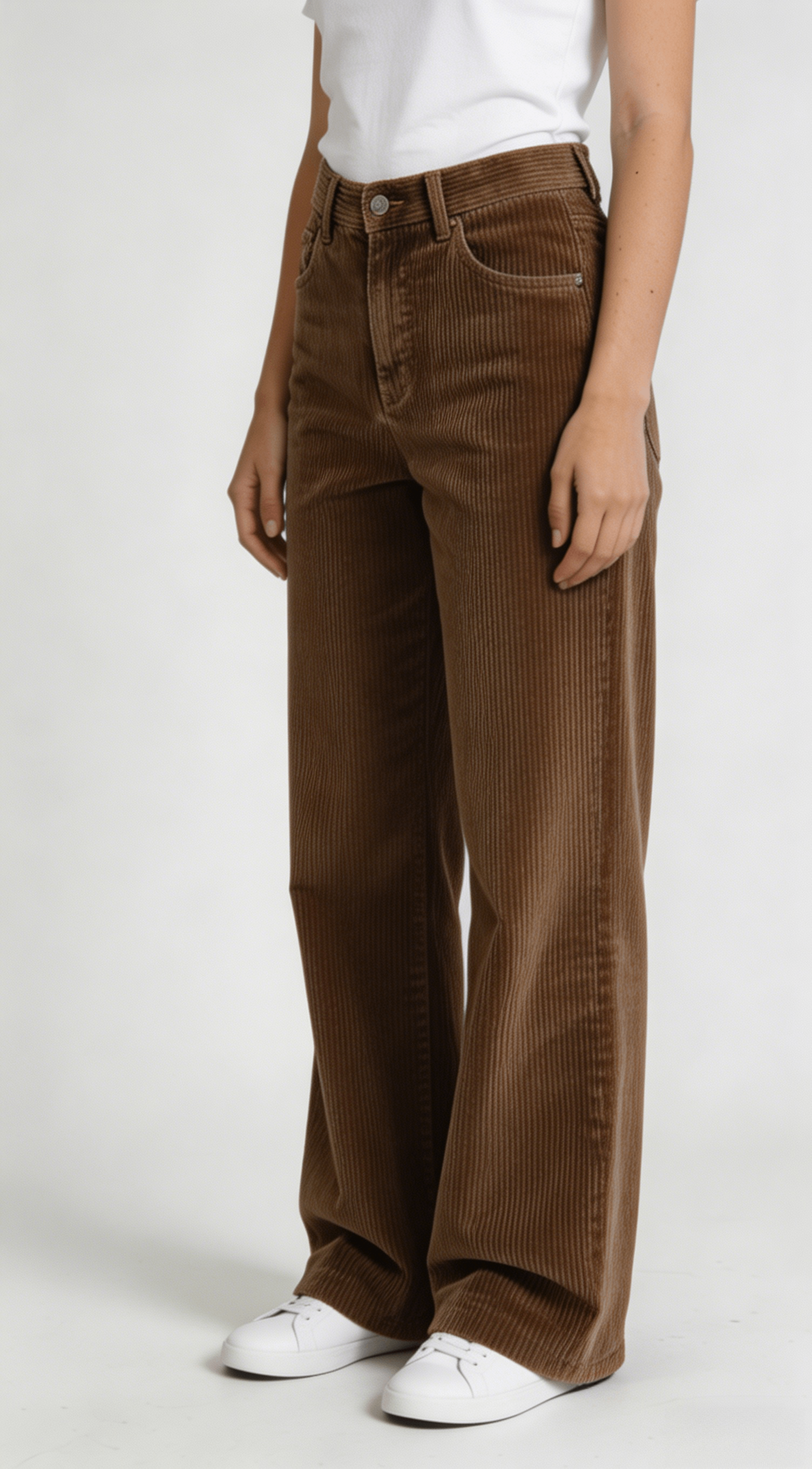 Brown Corduroy High Waist Wide Leg Pants - Image 2
