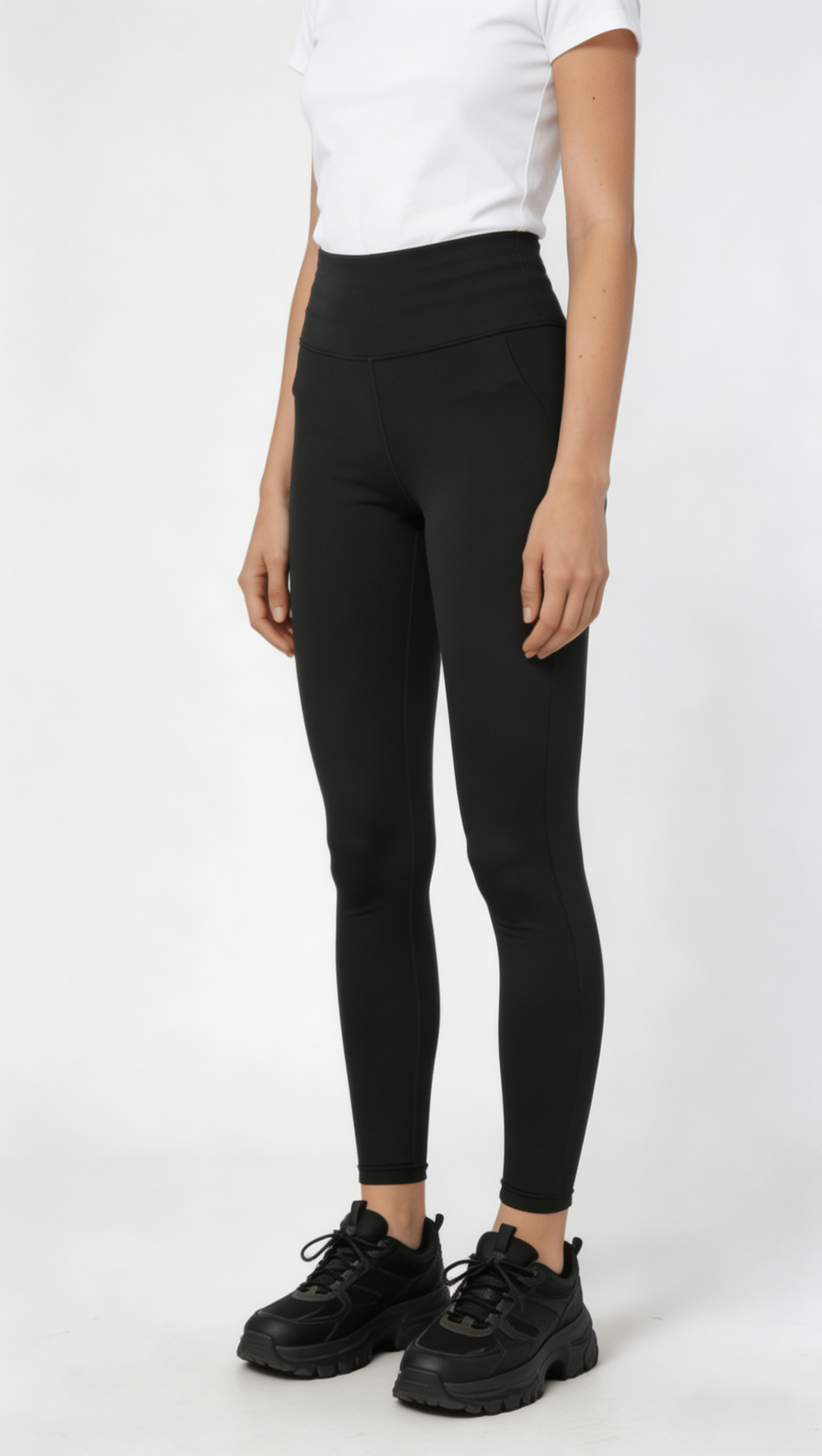 Black High Waist Pocketed Compression Leggings - Image 2
