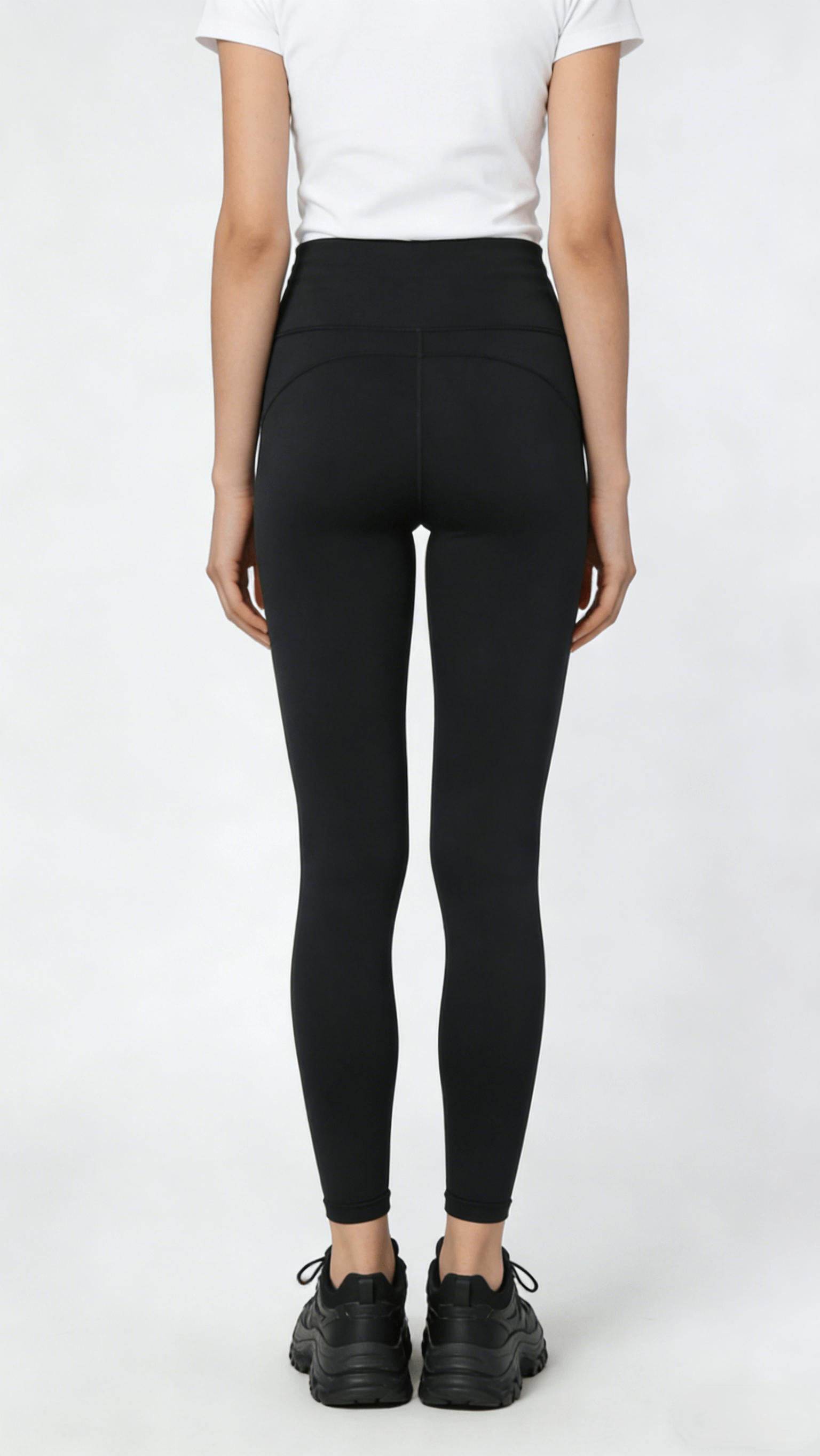 Black High Waist Pocketed Compression Leggings - Image 3