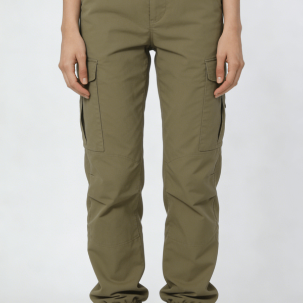 Olive Green Cargo Jogger Pants with Elastic Cuffs