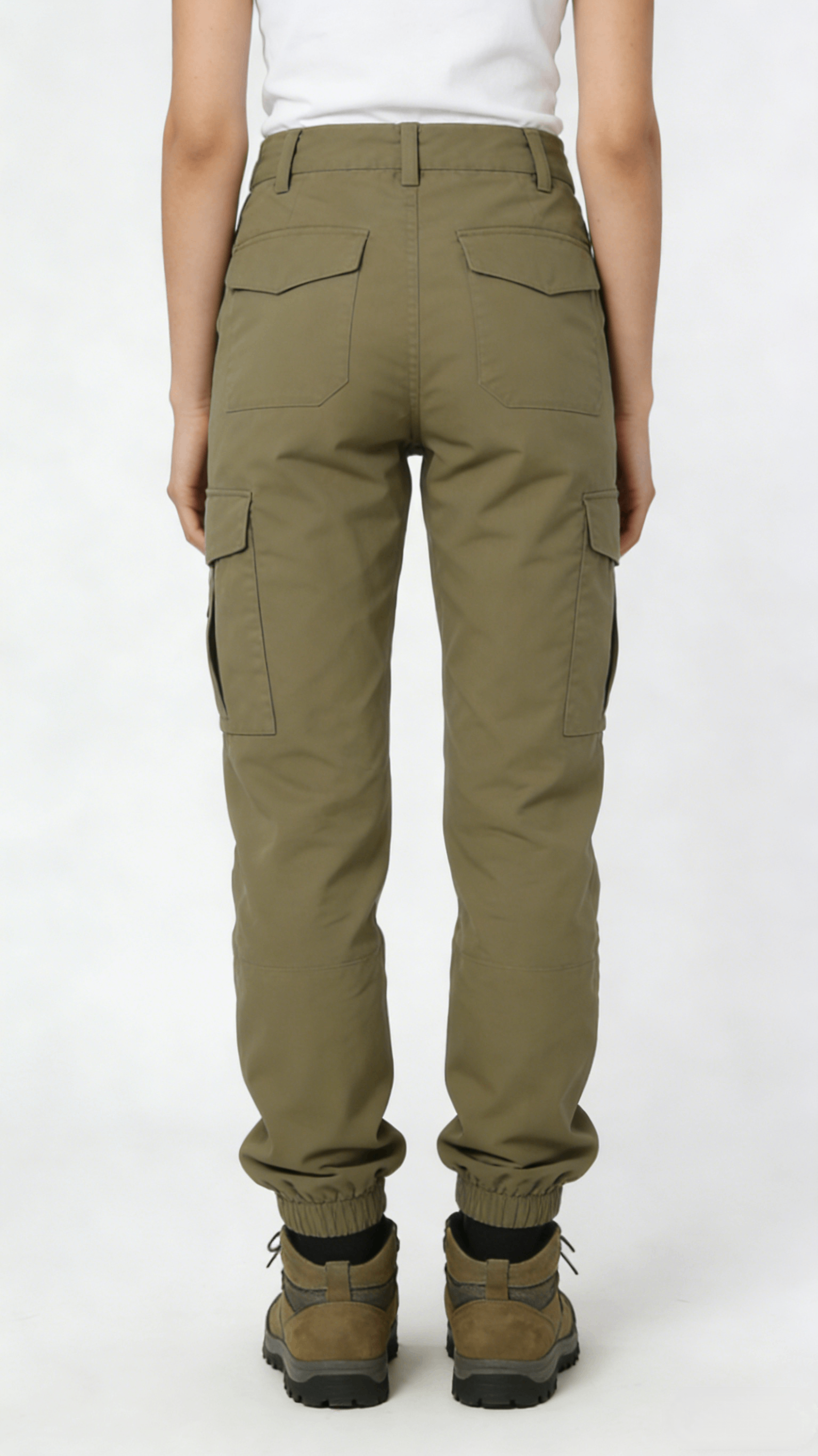 Olive Green Cargo Jogger Pants with Elastic Cuffs - Image 3