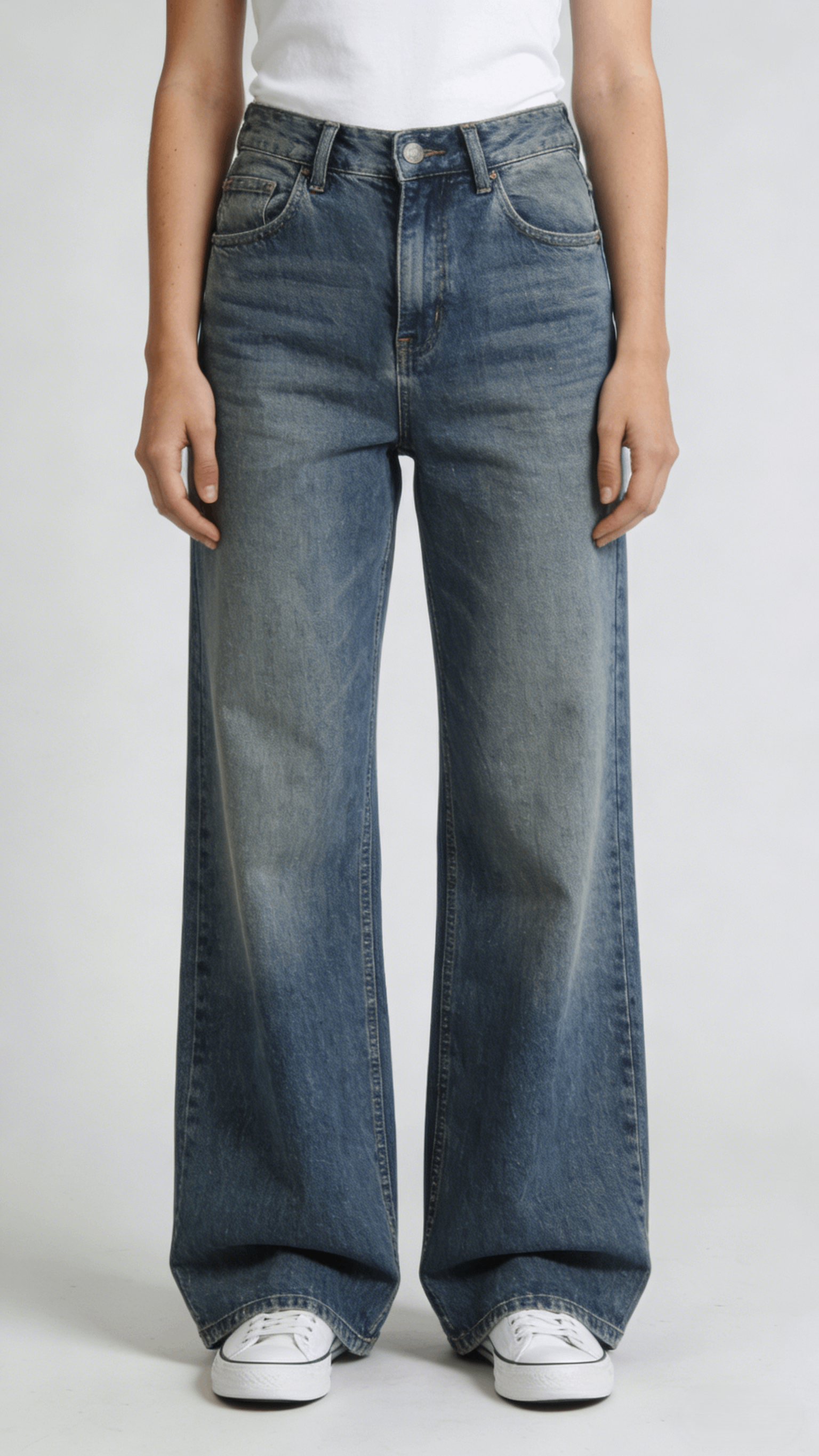 Vintage Blue High Waist Wide Leg Jeans