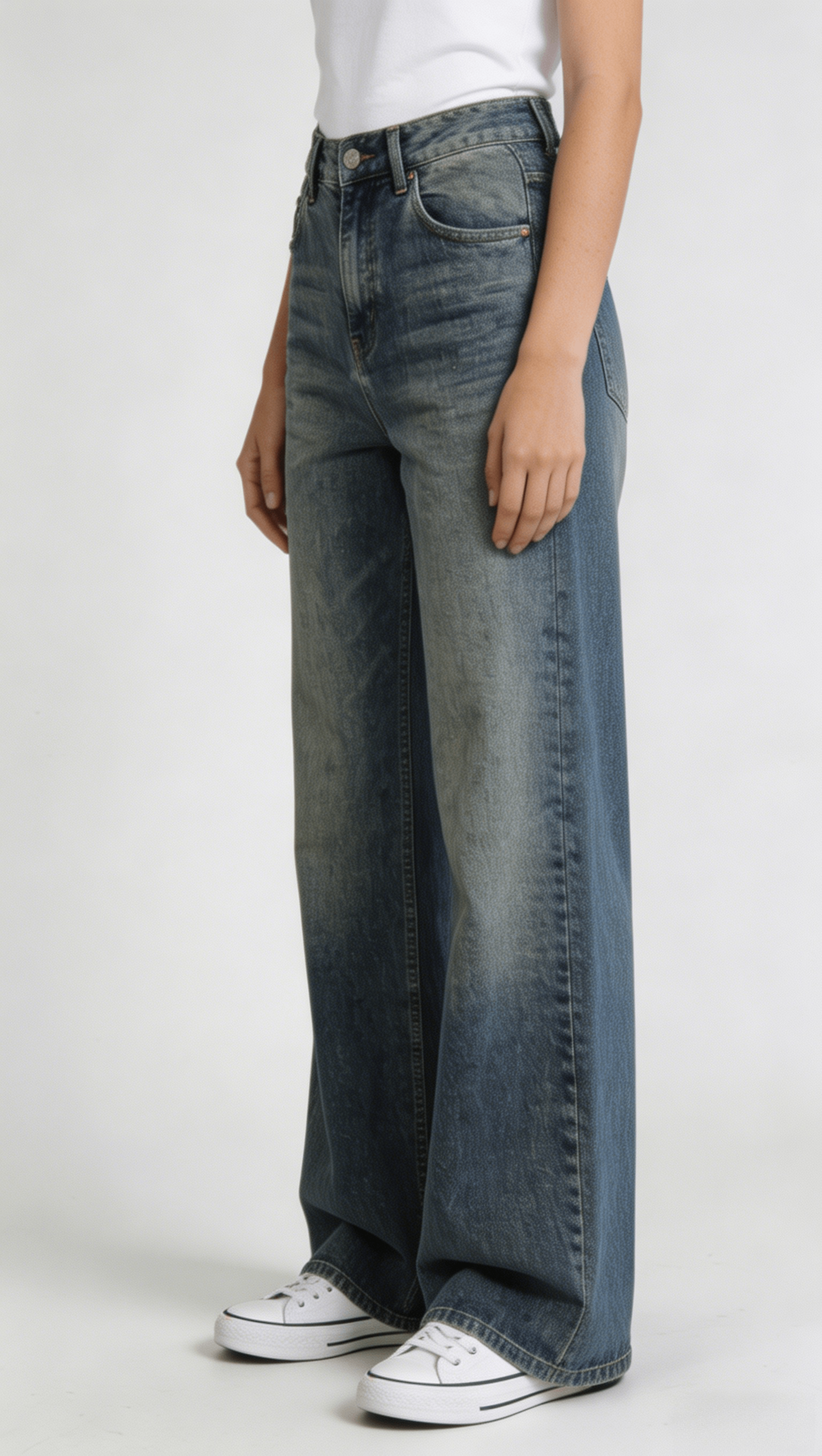 Vintage Blue High Waist Wide Leg Jeans - Image 2