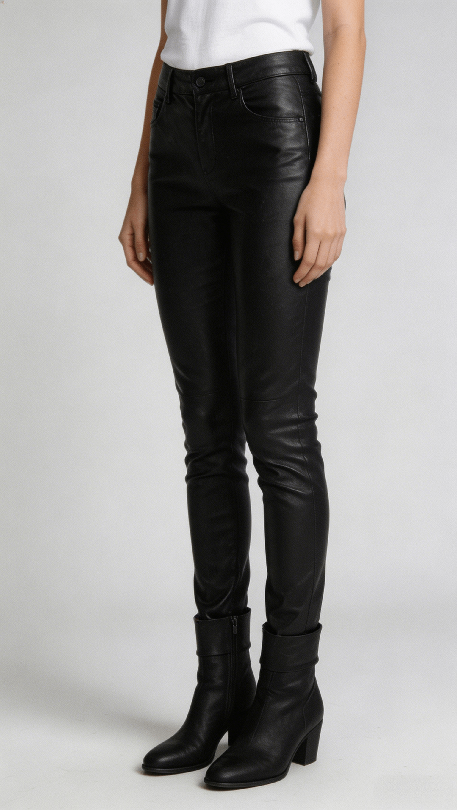 Black Faux Leather High Waist Skinny Pants - Image 2