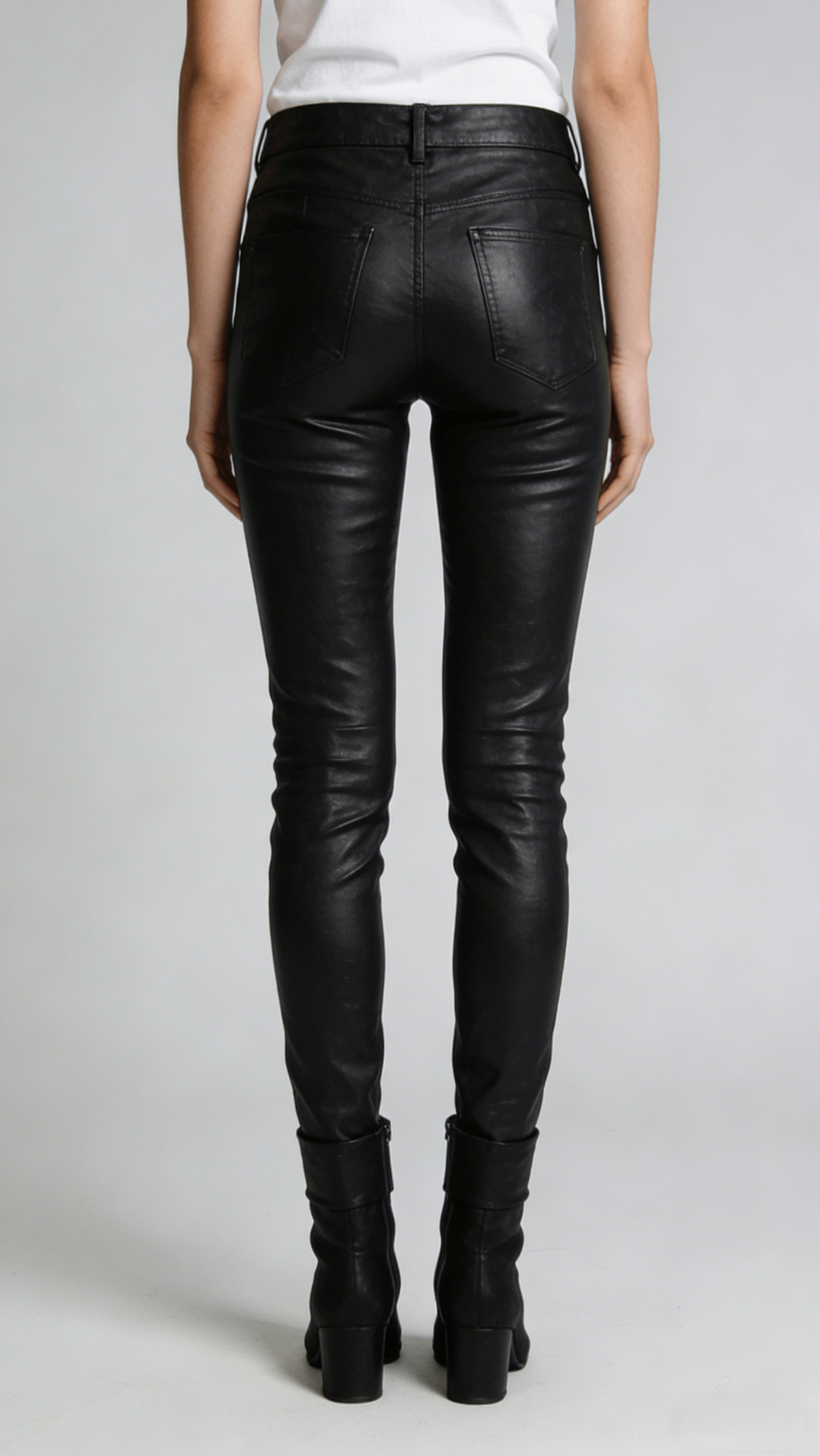 Black Faux Leather High Waist Skinny Pants - Image 3