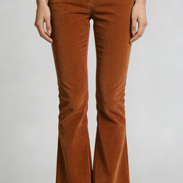 Rust Brown Corduroy High Waist Flare Pants