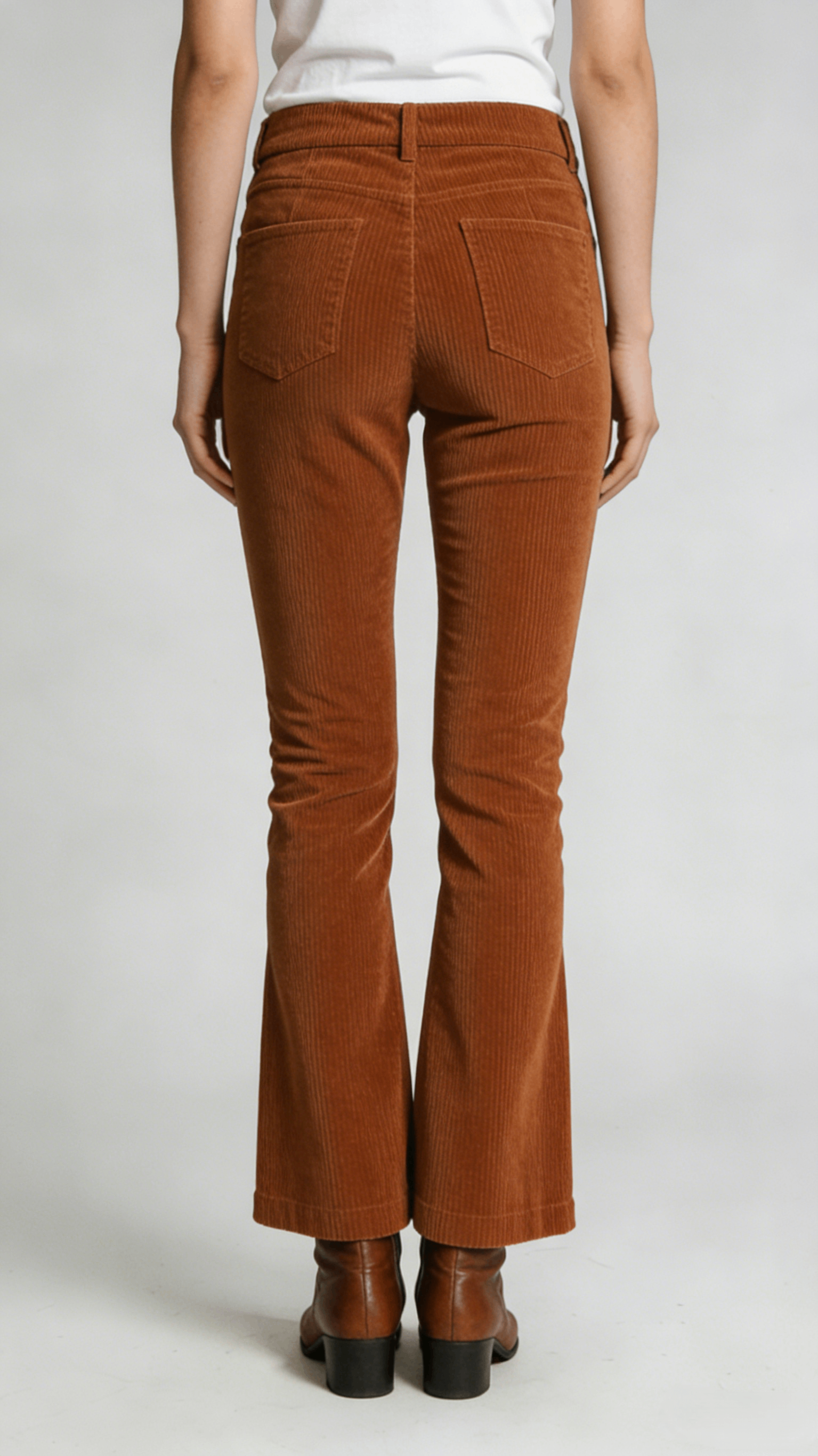 Rust Brown Corduroy High Waist Flare Pants - Image 3
