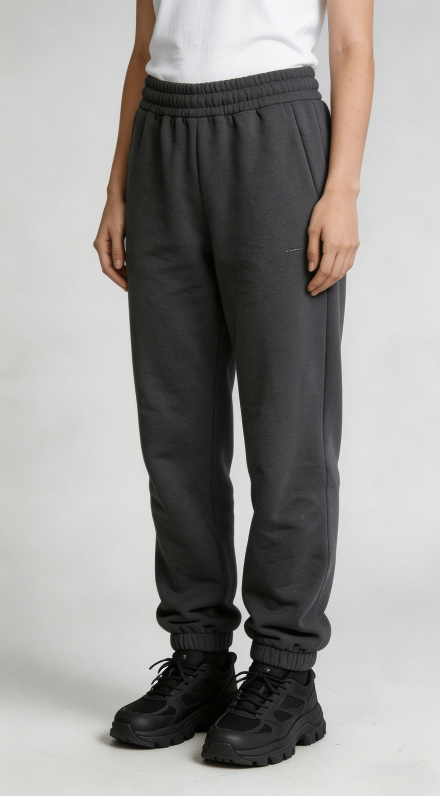 Dark Gray High Waist Jogger Sweatpants - Image 2