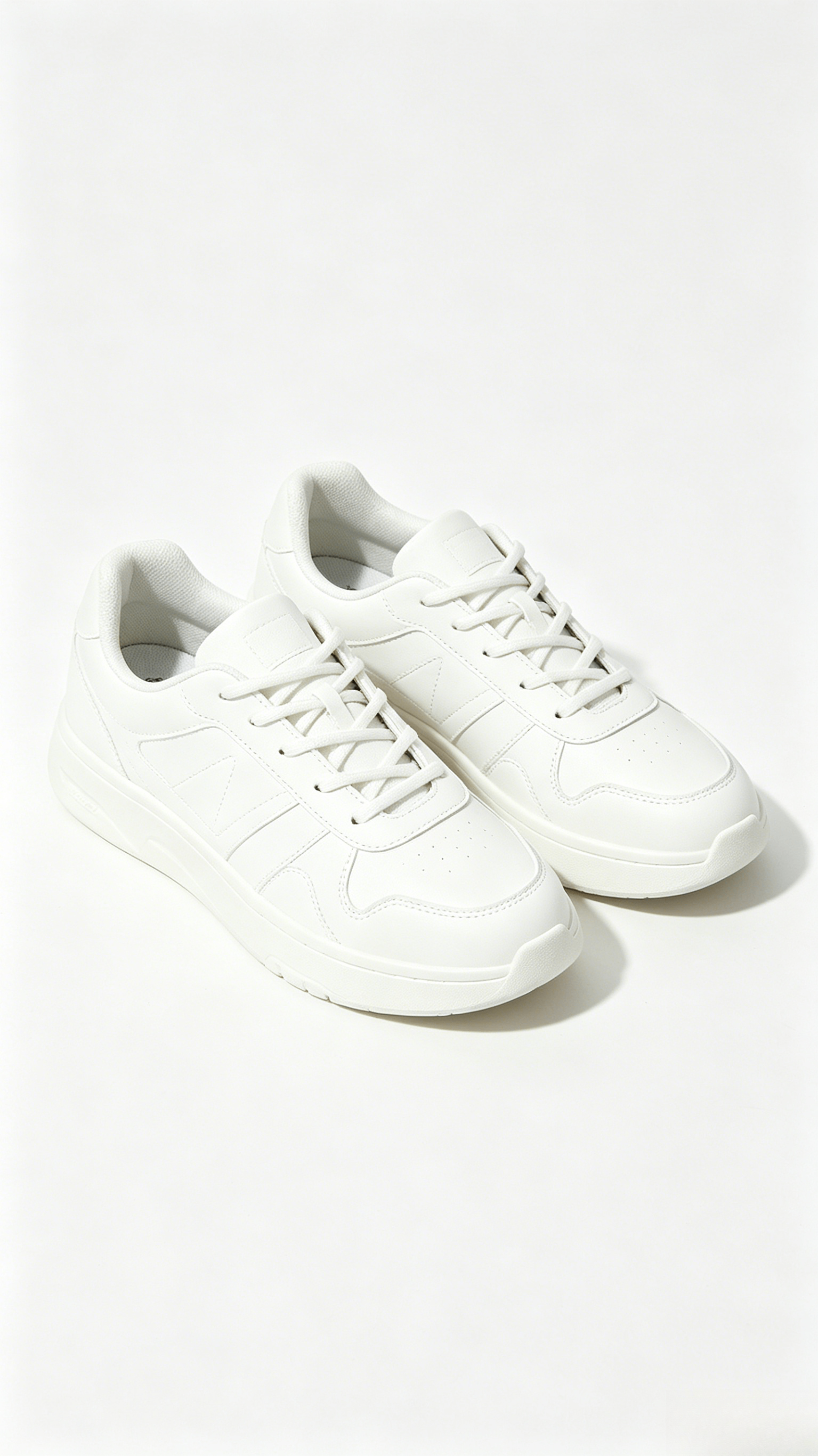 All-White Leather Casual Sneakers - Image 3