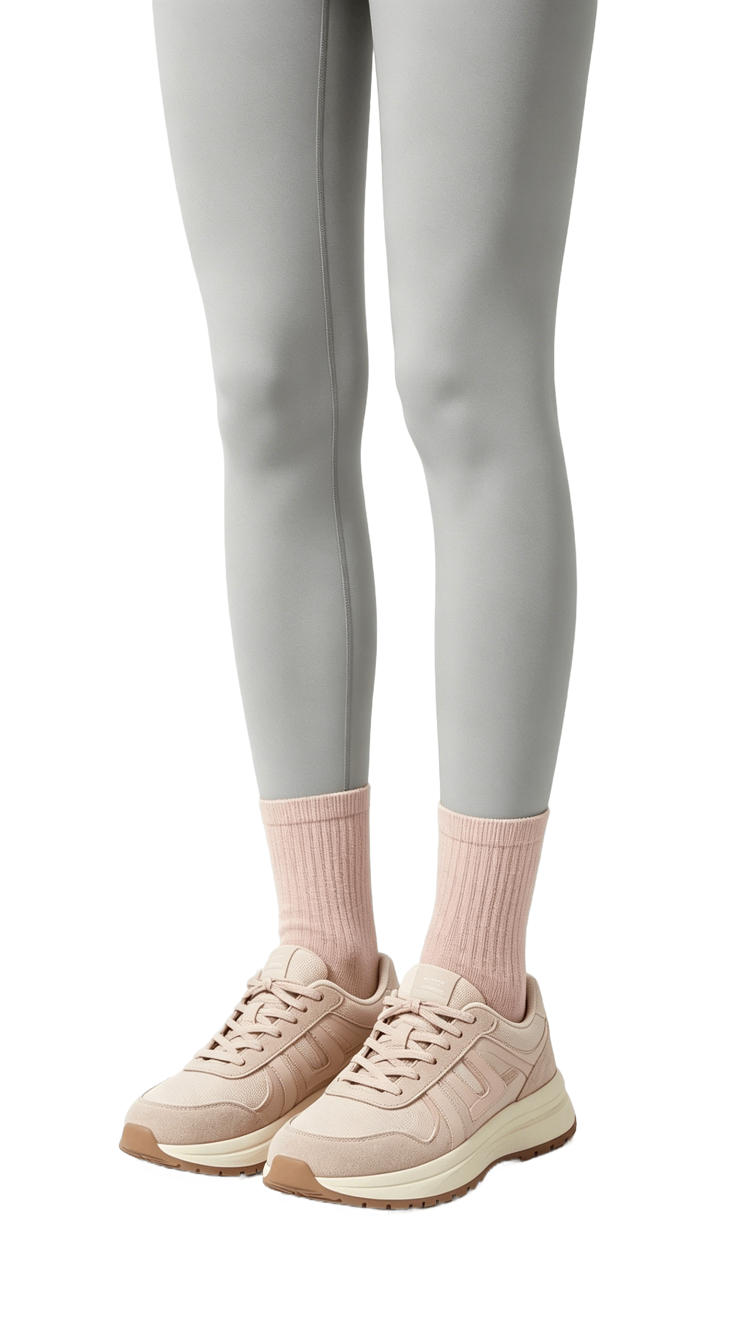Beige and Blush Pink Retro Sneakers - Image 2