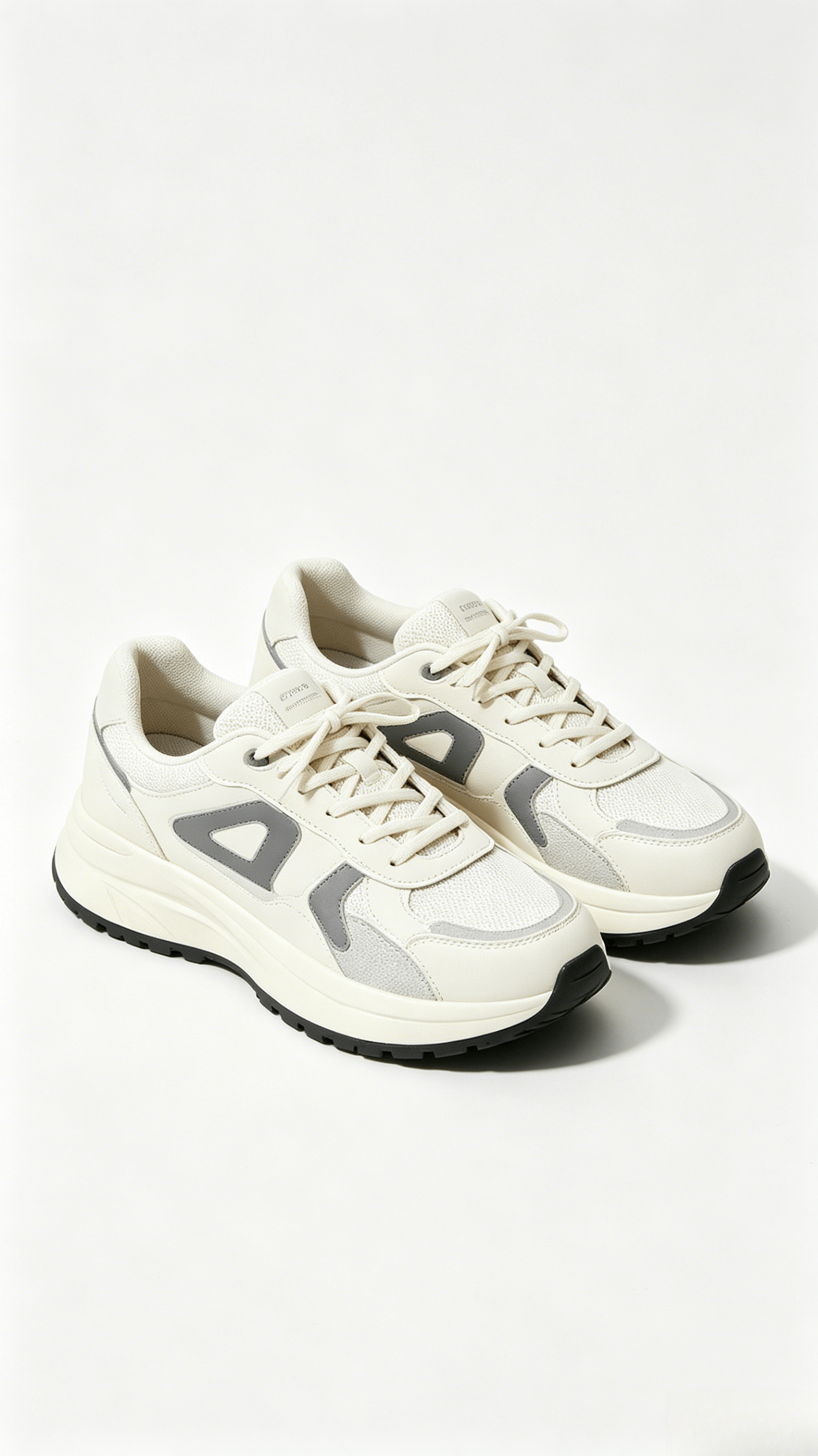 Off-White and Grey Chunky Sneakers - Image 3