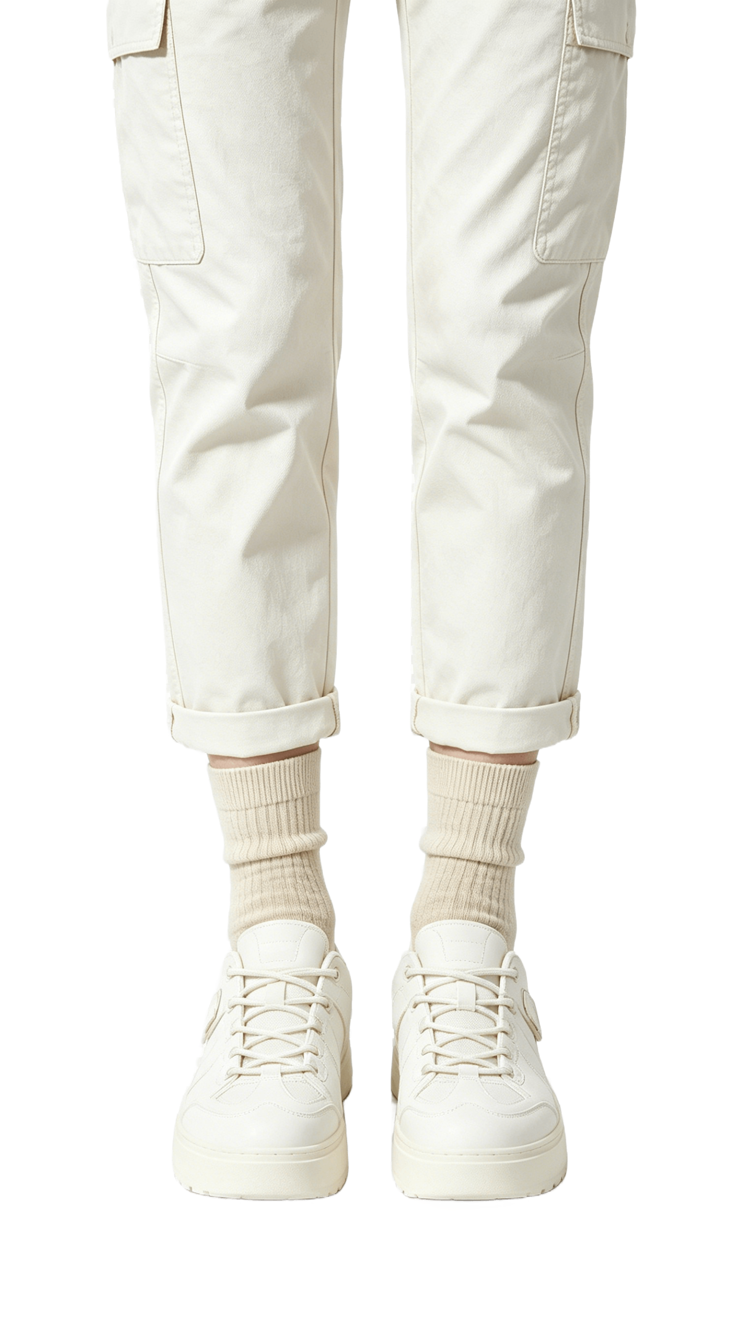 All-White Minimalist Leather Sneakers
