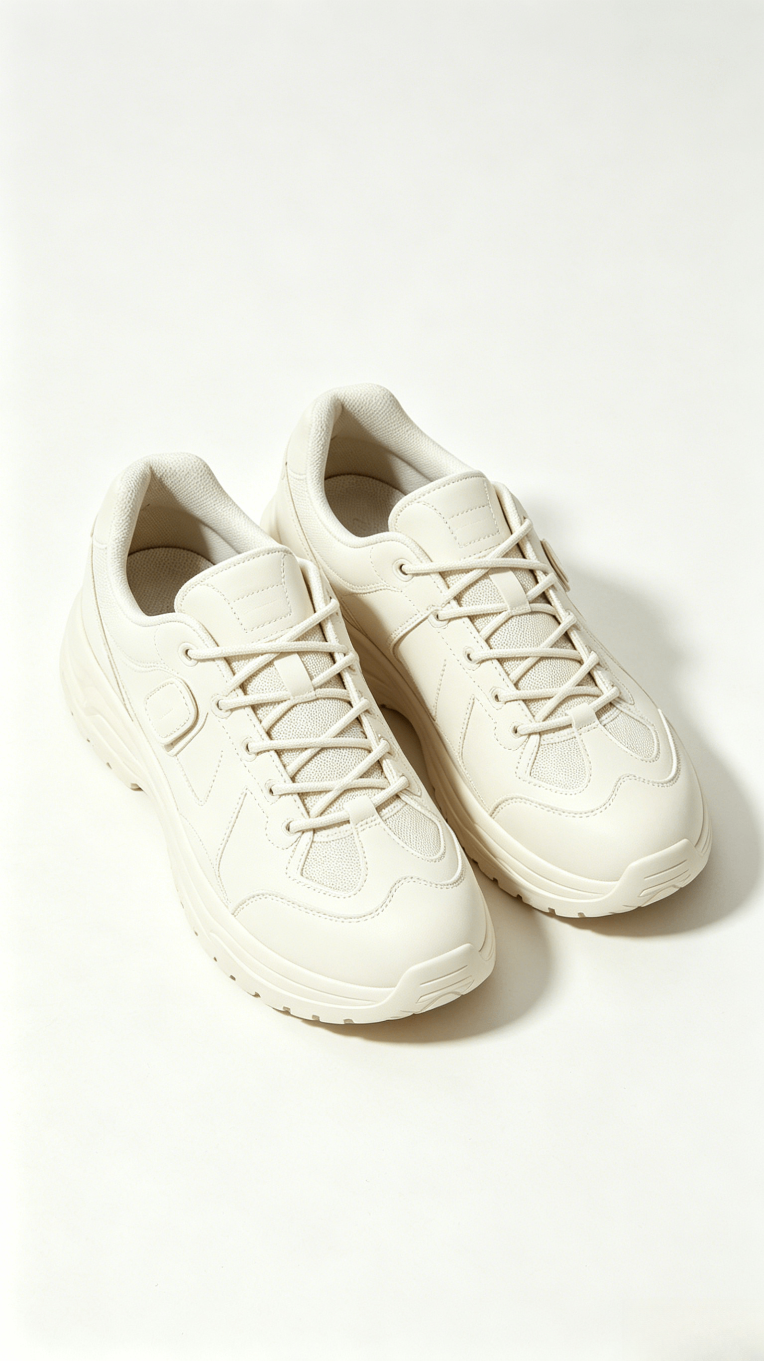 All-White Minimalist Leather Sneakers - Image 3