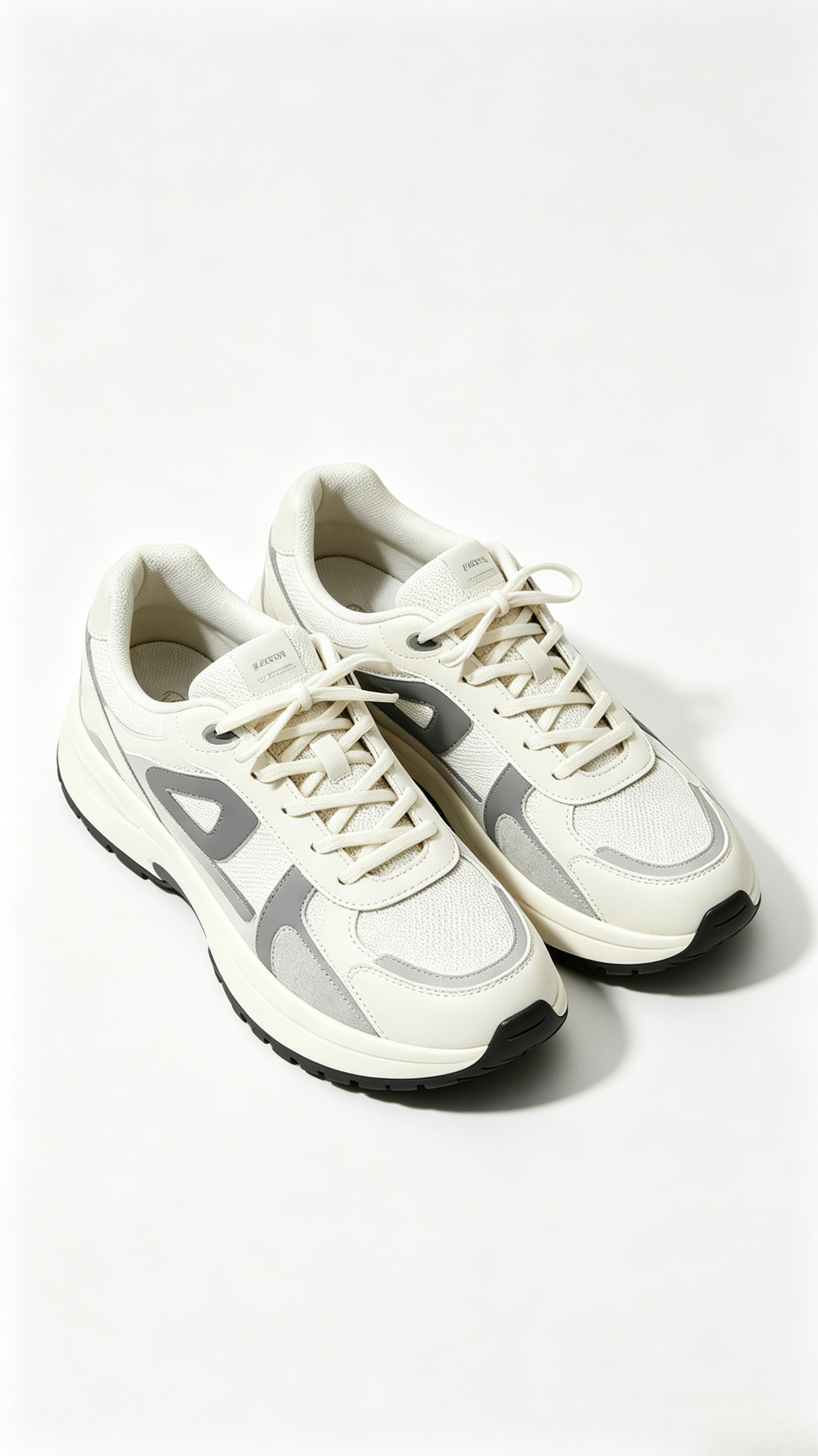 Cream and Gray Retro Sneakers - Image 3