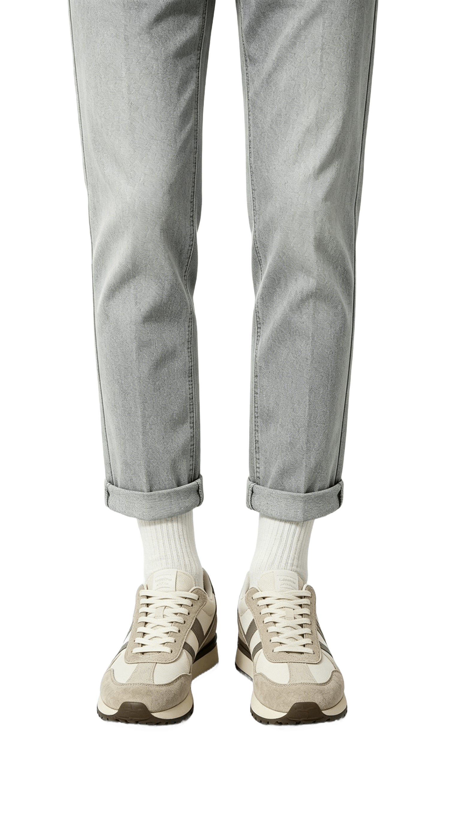 Beige and Gray Retro Suede Sneakers