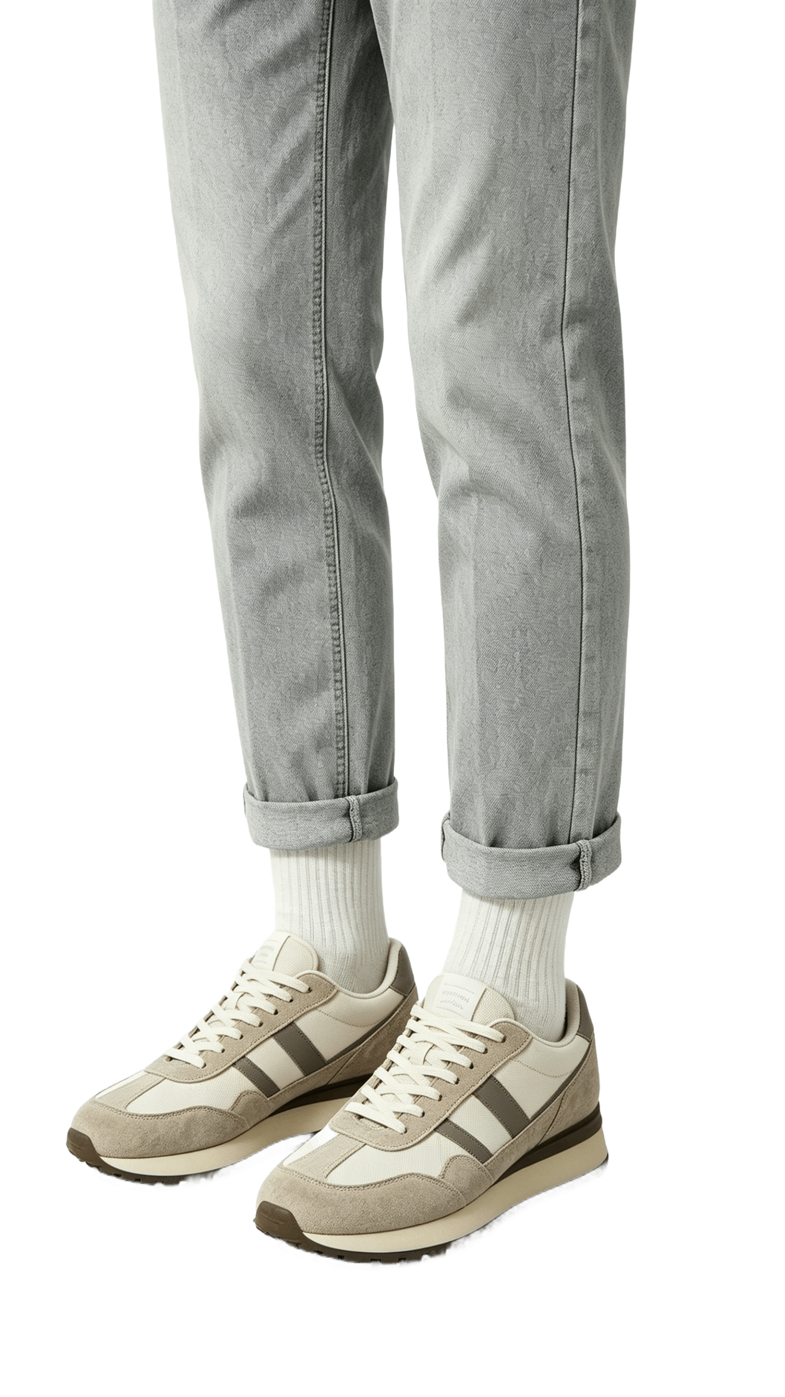 Beige and Gray Retro Suede Sneakers - Image 2