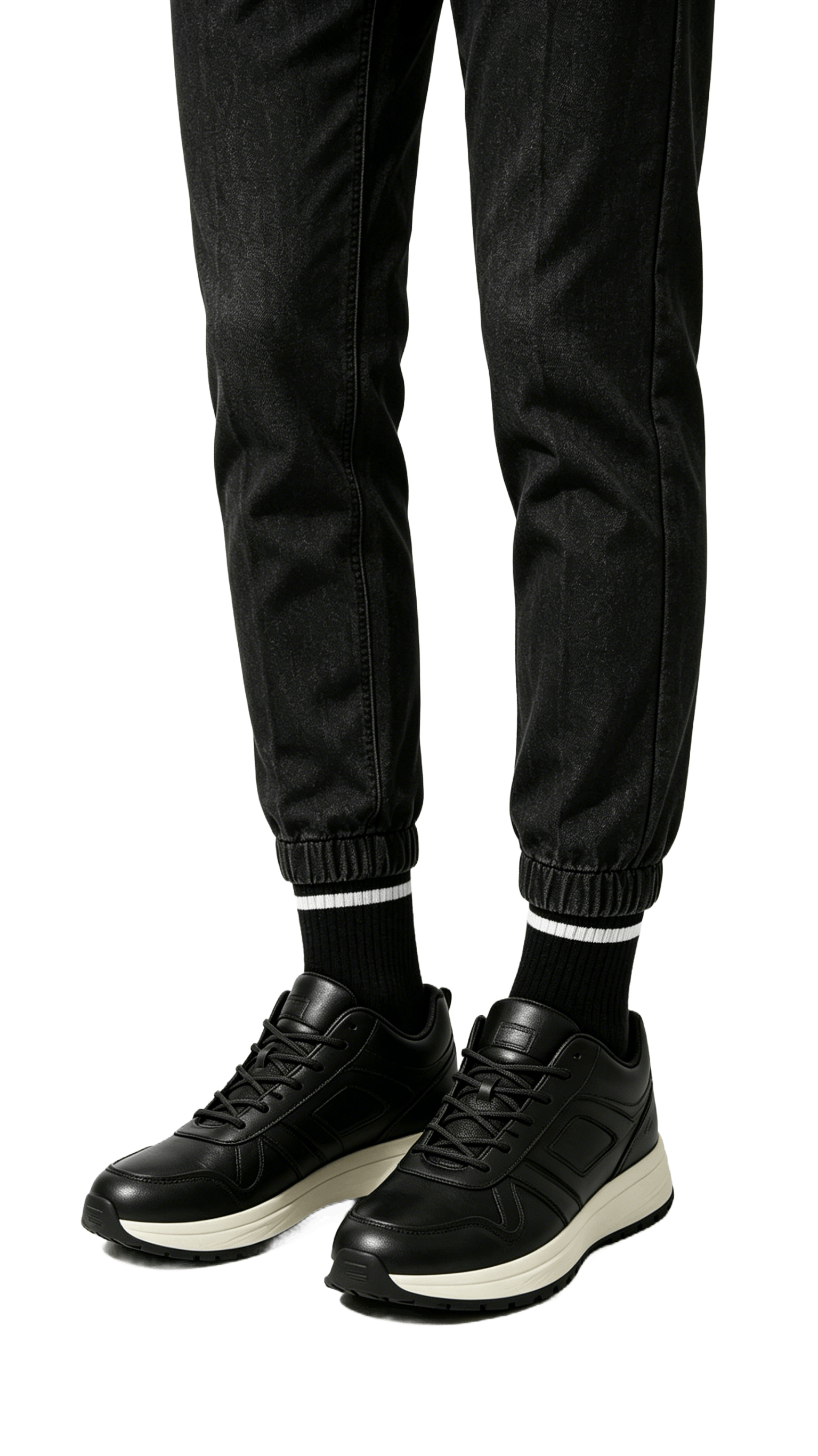 Black and White Mid-Top Sneakers - Image 2