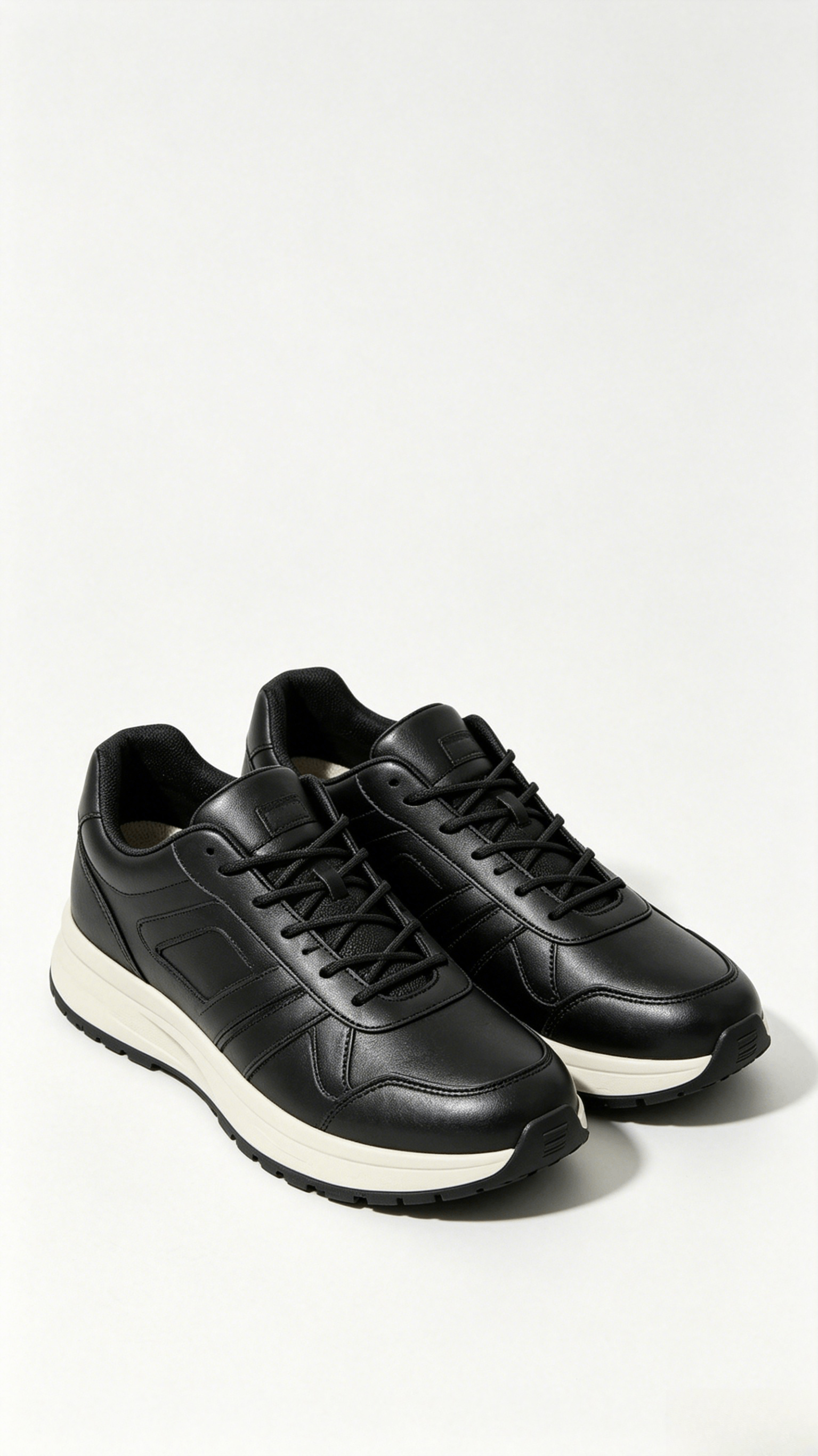Black and White Mid-Top Sneakers - Image 3