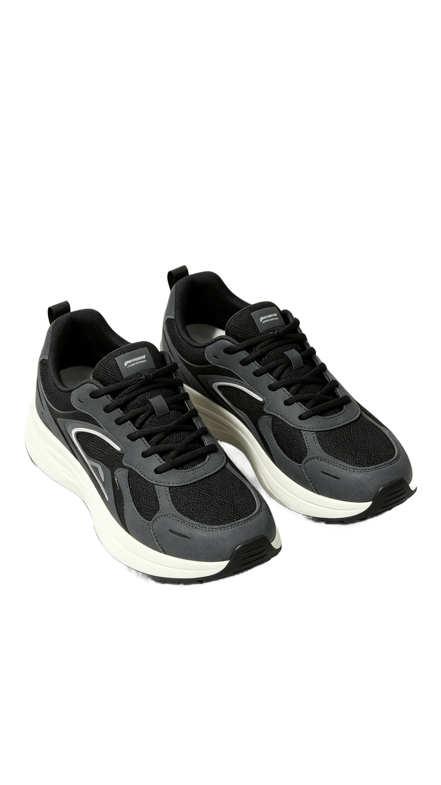 Black and Gray Retro Running Sneakers - Image 3