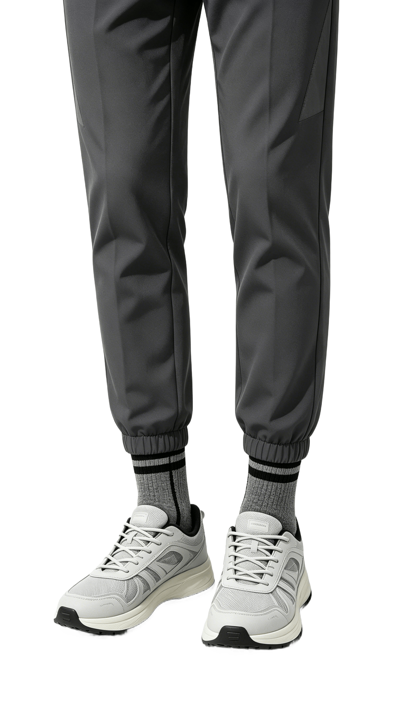 Light Gray Mesh Leather Sneakers - Image 2
