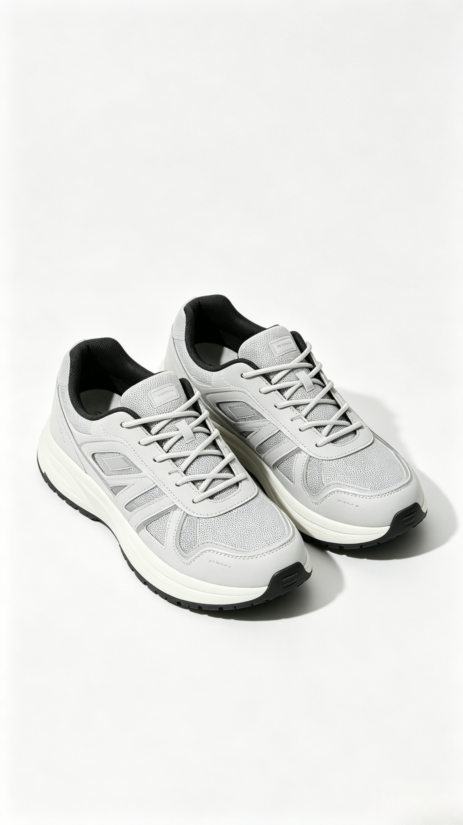Light Gray Mesh Leather Sneakers - Image 3